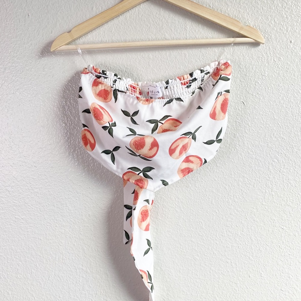 NWT Le Lis White Peaches Handkerchief Tie Back Tube Top Size Medium